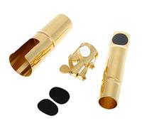 HUIOP Boquilla,Jazz Alto Sax Saxofón 7C Boquilla de Metal con Boquilla Parches Pads Cojines Cap Hebilla Oro Platino,Boquilla de Metal