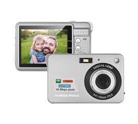 HUIOP - Cámara de fotos digital portátil (1080P, 48 MP, antitemblor zoom, 8 x pantalla LCD de 2,7 pulgadas, detección de rostros de sonrisa, batería de litio integrada con bolsa de transporte