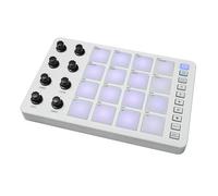 HUIOP Controlador MIDI Strike Pad Retroiluminación RGB Teclado MIDI Conexión BT Baja latencia Interfaz de salida de 3,5 mm con 16 Strike Pads 8 perillas asignables Repetición de notas Pad MIDI portáti