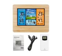HUIOP FanJu FJ3373 tiempo digital multi Reloj despertador LCD Previsión meteorológica interior y exterior Baro Thermo Hygro con tapa exterior inalámbrica Cable de alimentación USB, tiempo digital