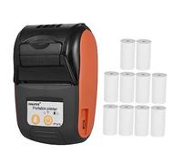 HUIOP Impresora térmica,Impresora térmica portátil PT-210 Impresora de Recibos portátil de 58 mm para Tiendas minoristas Restaurantes Fábricas Logística, 10 Rollos de Papel