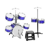 HUIOP Juego de batería Jazz Drum Kit con taburete 7 tambores Instrumentos musicales de percusión para principiantes Regalos navideños Parche de PVC engrosado Fácil instalación