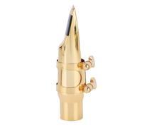 HUIOP Juego de Boquillas para Saxofón Alto de Latón Dorado Primera Calidad con Tono Brillante y Enfocado, Boquilla Suave para Saxofón Alto C-6 con Tapa y Ligadura, Adecuada Todas las Escalas Octava,