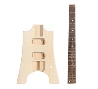 HUIOP Kit de guitarra eléctrica sin terminar, cuerpo de guitarra de madera virgen, piezas de repuesto, cuerpo de tilo, mango de arce, 2 círculos de doble línea, cuerpo de guitarra sin terminar