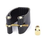HUIOP 【Ligadura de Saxofón】Accesorios de Saxofón Duraderos Metal Cuero PU Negro (tenor C66)