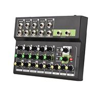 HUIOP mezclador,Consola de mezclas de 10 canales Mezclador de audio digital Mezclador de línea/micrófono estéreo con reverberación y alimentación fantasma de 48 V para grabación DJ Network Live Broadc