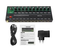 HUIOP Mezclador de audio de 10 canales Mezclador de línea mono estéreo Entrada TRS/TS de 6,35 mm Carcasa metálica Procesador de audio tipo C para guitarra Bajo Teclado Escenario Tablero mezclador de r