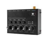 HUIOP Mezclador estéreo de 4 canales de muy bajo ruido 4 entradas 1 salida DC 5 V Mini mezclador de audio portátil Micrófono Mezclador de teclado para bajo para club Bar Stage Studio,Mezclador estéreo