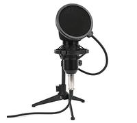 HUIOP Micrófono de Condensador con Trípode Ajustable para Grabación de Broadcast Alta Sensibilidad en Home Studio, Negro, 1 Unidad