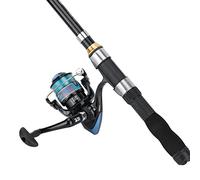 HUIOP Mini Caña de Pescar en Hielo, Caña Corta Portátil, de 1 Metro a 2,3 Metros, EAV y Asiento de Rueda Sólido, Recubierto Delicadamente, Opciones: 1M, 1,2M, 1,5M, 1,7M, 1,9M, 2,1M, (1.ñame)