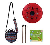 HUIOP Mini tambor de lengua de acero de 5,5 pulgadas,8 notas,tambor de mano con llave en C,instrumento de percusión de tambor de bolsillo de acero con mazos,bolsa de transporte para meditación,yoga,Za
