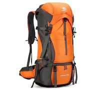HUIOP Mochila de senderismo de 70 litros Mochila de camping de escalada resistente al agua Mochila de viaje con cubierta impermeable, mochila, naranja, Para exteriores