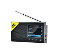 HUIOP Radio digital DAB y FM con BT, radio digital portátil recargable inalámbrico DAB + receptor FM con sistema de sonido de altavoz estéreo, pantalla LCD, multilingüe, red de radio y batería