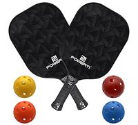 HUIOP Raqueta de Ping Pong, Juego de paleta y bolas de Pickleball Raqueta de bolas de Pickle de Superficie de Fibra de Carbono 2 paletas con 4 bolas,Raqueta de Pickleball