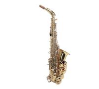 HUIOP Saxofón Alto Eb, Kit de Saxofón de Cuello Curvado con Grabado de Latón, Instrumento de Viento Dorado para Todos los Intérpretes, con Afinación de Tono Profesional, Adecuado