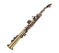 HUIOP Saxofón,Saxofón soprano Bb recto de latón profesional,saxofón niquelado,instrumento de viento de madera,patrón tallado con estuche de transporte,boquilla,kit de limpieza de caña,guantes,correas,