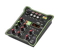 HUIOP sintonizador,Mezclador de audio compacto de 5 canales Consola de mezcla de sonido 48V Phantom Power Interfaz de audio USB Pantalla LED Efecto de reverberación incorporado Función BT para grabaci