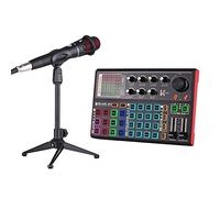 HUIOP SK300 Tarjeta de sonido en vivo Cambiador de voz externo Kit de mezclador de audio Batería recargable incorporada Múltiples efectos de sonido con micrófono Soporte para micrófono Auricular para
