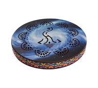 HUIOP Tambor oceánico de 10 Pulgadas, Instrumento de percusión étnica, patrón de Tambor Pintado, Tambor de Madera de Abedul, Borde Tejido para Suministros de Fiesta en el hogar, música onomatopéyica,