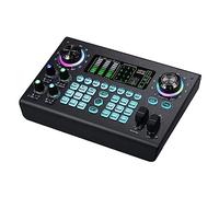 HUIOP tarjeta de sonido,Mezclador multifunción Tarjeta de sonido digital portátil BT USB Consola de mezcla Incorporada 48V Phantom Power Mezclador profesional en vivo Dispositivo de efecto de tarjeta