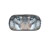 HUIopq Blue Eyes Wolf Print - Lápiz transparente para viajes, oficina, papelería, bolsa de almacenamiento transparente
