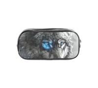 HUIopq Blue Eyes Wolf Print - Lápiz transparente para viajes, oficina, papelería, bolsa de almacenamiento transparente