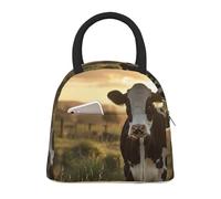 HUIopq Bolsa de almuerzo aislada a la moda con estampado de vaca lechera para comidas, aperitivos, bebidas, adultos, niños y familias