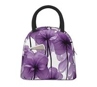 HUIopq Bolsa de almuerzo aislada con estampado abstracto de flores moradas llorando a la moda para comidas, aperitivos, bebidas, adultos, niños y familias