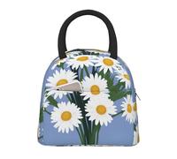 HUIopq Bolsa de almuerzo aislada con estampado de margaritas blancas, para comidas, aperitivos, bebidas, adultos, niños y familias