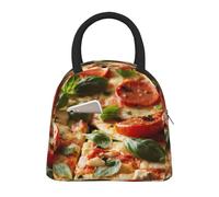 HUIopq Bolsa de almuerzo con aislamiento de moda con estampado de pizza y pepperoni en 3D, para comidas, aperitivos, bebidas, adultos, niños y familias