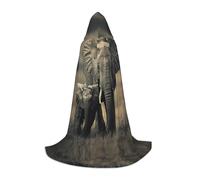 HUIopq Capa con capucha con estampado de elefante viejo y elefante joven para cosplay, festival, carnaval, vacaciones familiares, aventuras al aire libre