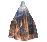 HUIopq Capa suave con capucha y estampado de ciudad con imagen de noche, cosplay, carnaval, festivales, salidas y eventos