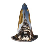 HUIopq Cityscape París Torre Eiffel - Capa con capucha y estampado de Francia para cosplay, festival, carnaval, vacaciones familiares, aventuras al aire libre
