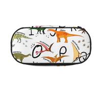 HUIopq Elegante estuche versátil con diseño de alfabetos y dinosaurios, gran capacidad, para escuela, oficina, maquillaje, viajes, accesorios, Black, Talla única, Organizador de bolsas