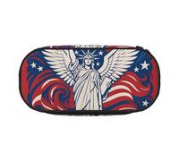 HUIopq Estatua de la Libertad con impresión americana de gran capacidad, estuche versátil para bolígrafos, escuela, oficina, maquillaje, accesorios de viaje, Black, Talla única, Organizador de bolsas