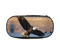 HUIopq Estuche versátil con estampado de águila voladora de gran capacidad para bolígrafos, escuela, oficina, maquillaje, accesorios de viaje, Black, Talla única, Organizador de bolsas