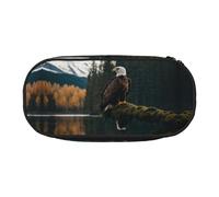 HUIopq Estuche versátil con estampado de águila voladora de gran capacidad para bolígrafos, escuela, oficina, maquillaje, accesorios de viaje, Black, Talla única, Organizador de bolsas