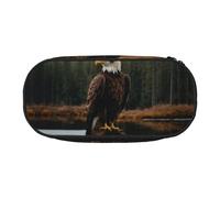 HUIopq Estuche versátil con estampado de águila voladora de gran capacidad para bolígrafos, escuela, oficina, maquillaje, accesorios de viaje, Black, Talla única, Organizador de bolsas