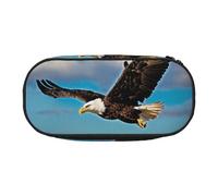 HUIopq Estuche versátil con estampado de águila voladora de gran capacidad para bolígrafos, escuela, oficina, maquillaje, accesorios de viaje, Black, Talla única, Organizador de bolsas