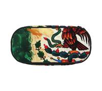 HUIopq Estuche versátil con estampado de bandera mexicana americana de gran capacidad, estuche versátil para bolígrafos, escuela, oficina, maquillaje, accesorios de viaje, Black, Talla única