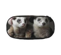 HUIopq Estuche versátil con estampado de hurones de gran capacidad para lápices, escuela, oficina, maquillaje, accesorios de viaje, Black, Talla única, Organizador de bolsas