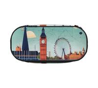 HUIopq Estuche versátil con estampado de I Love London, gran capacidad, para escuela, oficina, maquillaje, viajes, accesorios, Black, Talla única, Organizador de bolsas