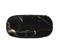 HUIopq Estuche versátil con estampado de mármol negro y dorado de gran capacidad, para escuela, oficina, maquillaje, accesorios de viaje, Black, Talla única, Organizador de bolsas