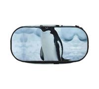 HUIopq Estuche versátil con estampado de pingüinos de gran capacidad, para escuela, oficina, maquillaje, accesorios de viaje, Black, Talla única, Organizador de bolsas