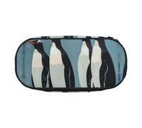 HUIopq Estuche versátil con estampado de pingüinos de gran capacidad, para escuela, oficina, maquillaje, accesorios de viaje, Black, Talla única, Organizador de bolsas