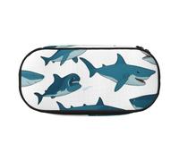HUIopq Estuche versátil con estampado de tiburón con varios gestos, gran capacidad, estuche versátil para bolígrafos, escuela, oficina, maquillaje, accesorios de viaje, Black, Talla única, Organizador