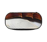 HUIopq Estuche versátil para lápices con impresión de libro de violín de gran capacidad, para escuela, oficina, maquillaje, accesorios de viaje, Black, Talla única, Organizador de bolsas