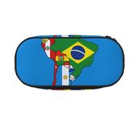 HUIopq Estuche versátil para lápices, diseño de banderas de América del Sur, gran capacidad, para escuela, oficina, maquillaje, viajes, accesorios, Black, Talla única, Organizador de bolsas