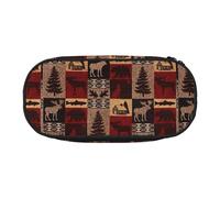 HUIopq Lodge Bear - Estuche versátil para lápices, diseño de ciervos y peces, Black, Talla única, Organizador de bolsas