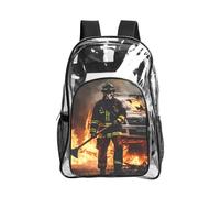 HUIopq Mochila transparente con estampado de llamas de bombero, para adultos, ligera, impermeable, bolsa de viaje transparente